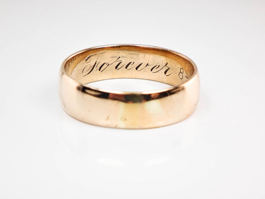 Vintage 18k Yellow Gold Wedding Band, Antique Wedding Band Dated 1907 5.5 mm Size 7.75