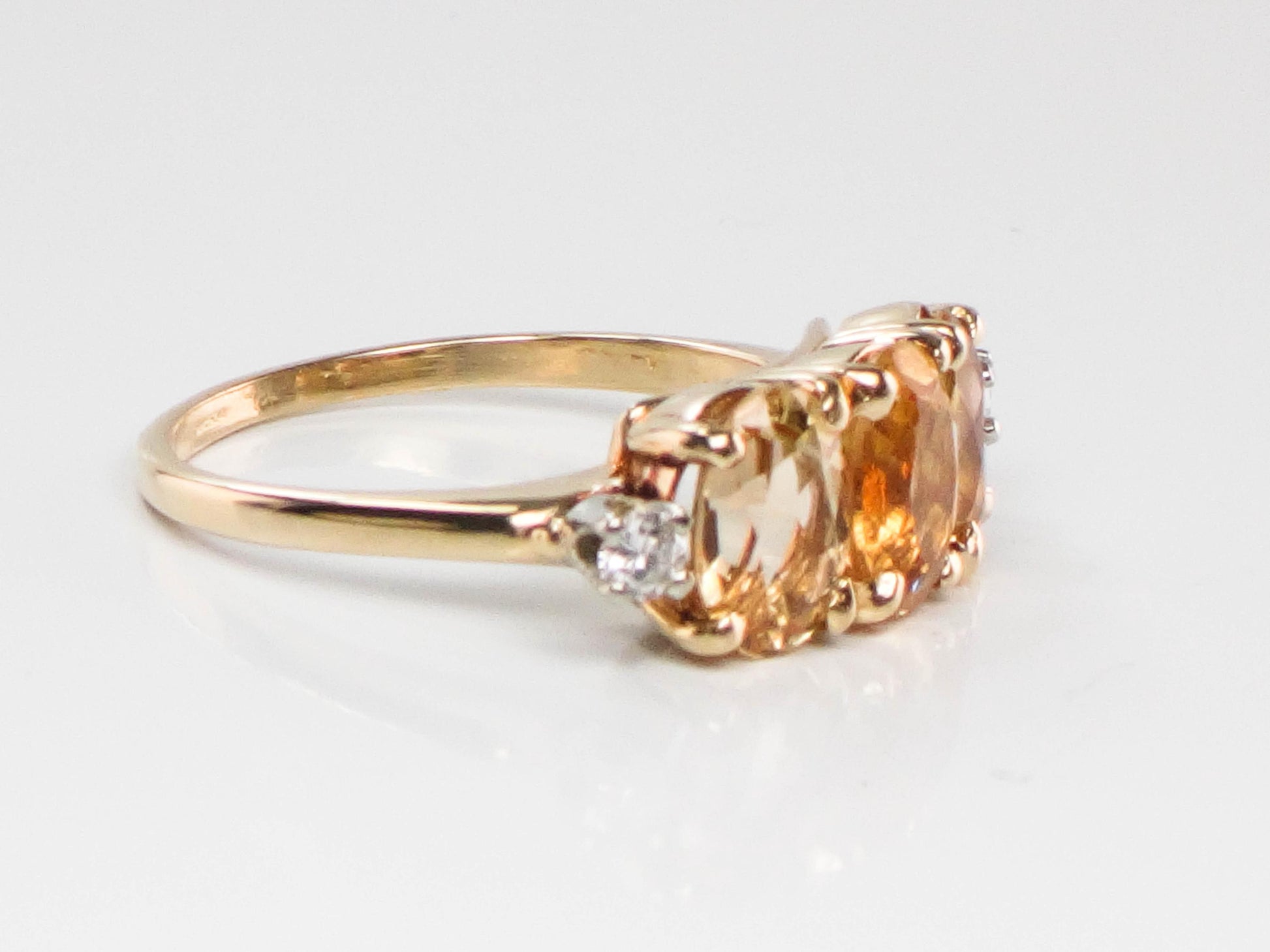 Vintage 14k Gold Golden Topaz Diamond Ring - November Birthstone, Size 6