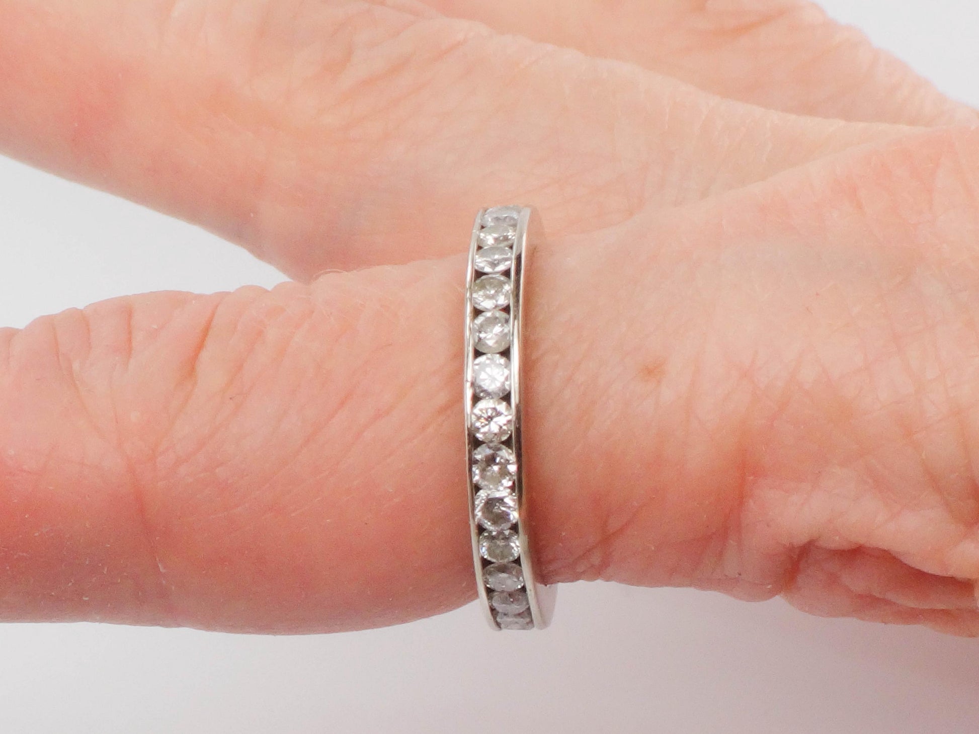 Vintage 14k White Gold Diamond Eternity Band Ring, 1 Carat, Size 7
