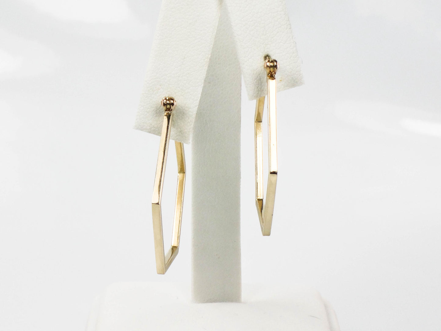 Vintage 14k Yellow Gold Octagon Hoop Earrings, 1 3/8" Gold Hoops, Birthday, Anniversary Gift