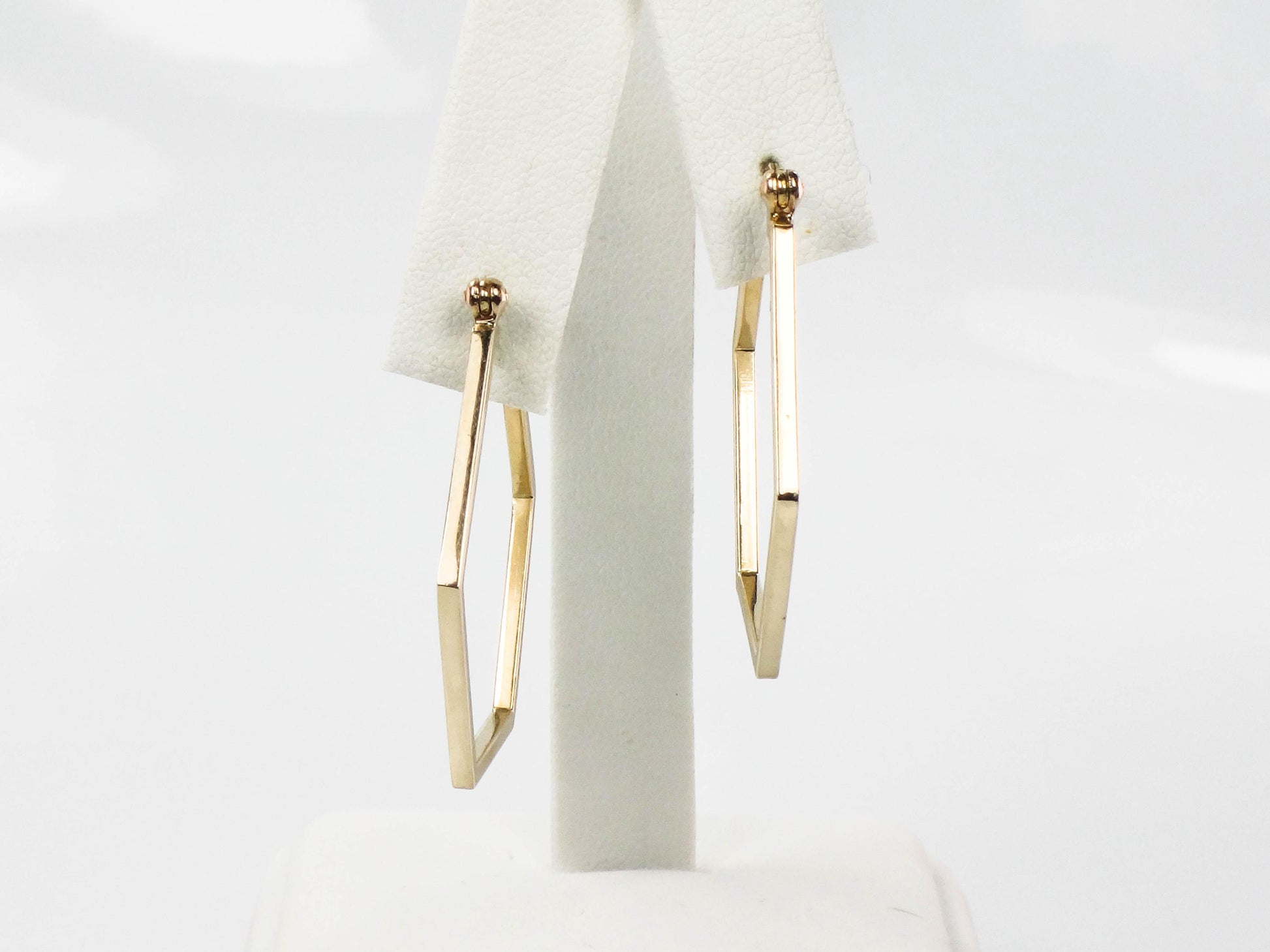 Vintage 14k Yellow Gold Octagon Hoop Earrings, 1 3/8" Gold Hoops, Birthday, Anniversary Gift