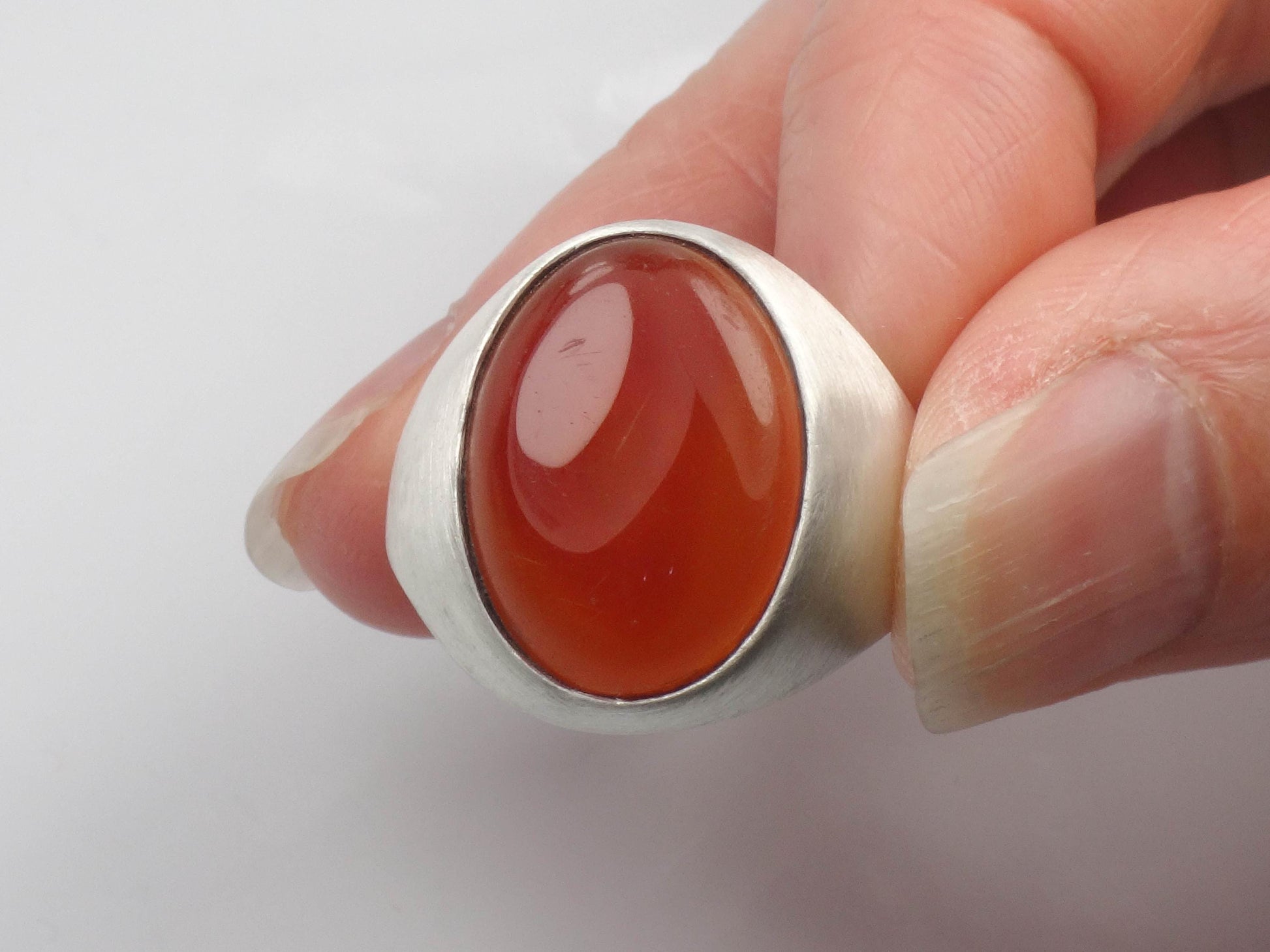Vintage Men's Sterling Silver Carnelian Ring by Uncas (Size 10.75)