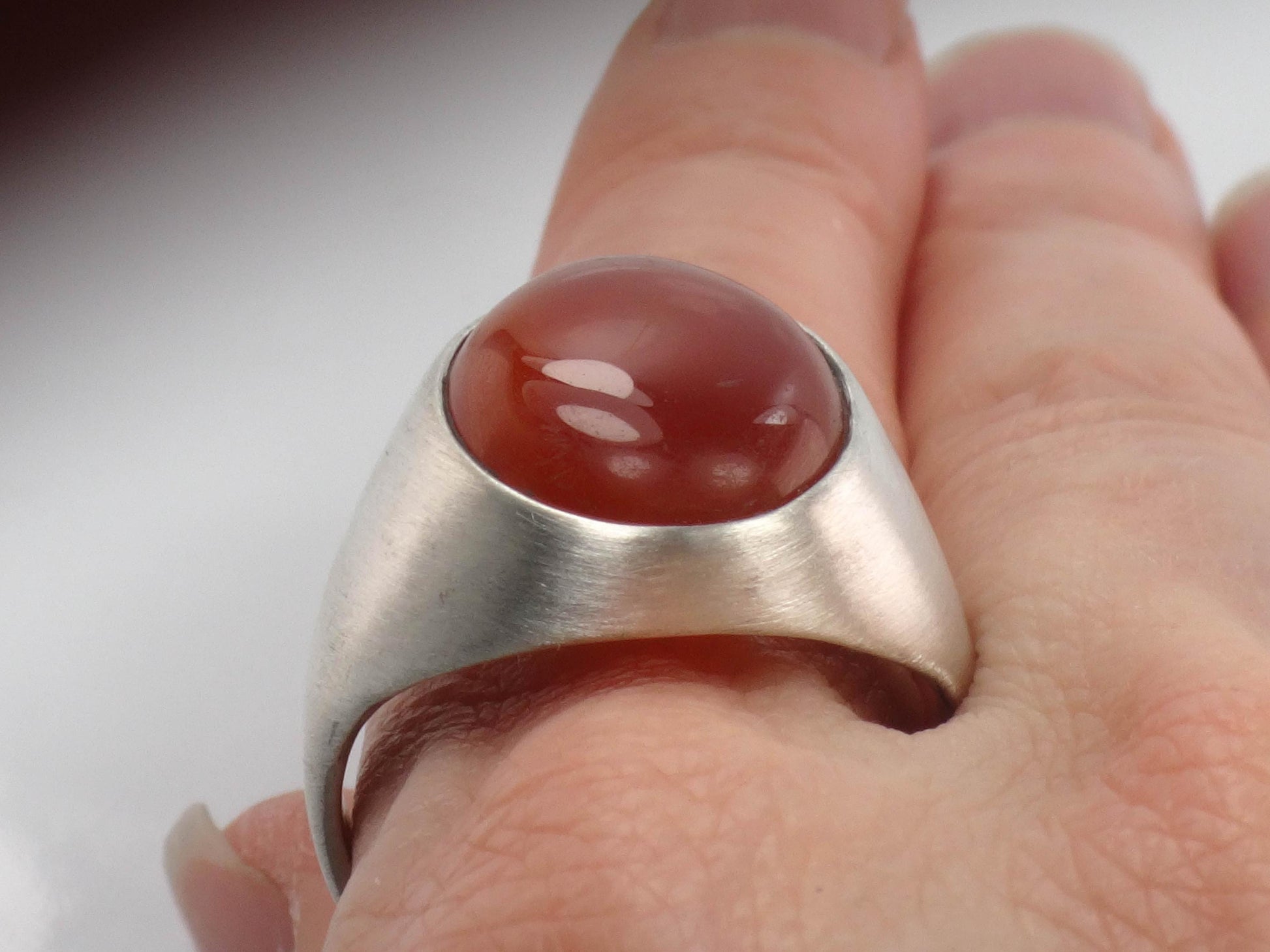 Vintage Men's Sterling Silver Carnelian Ring by Uncas (Size 10.75)
