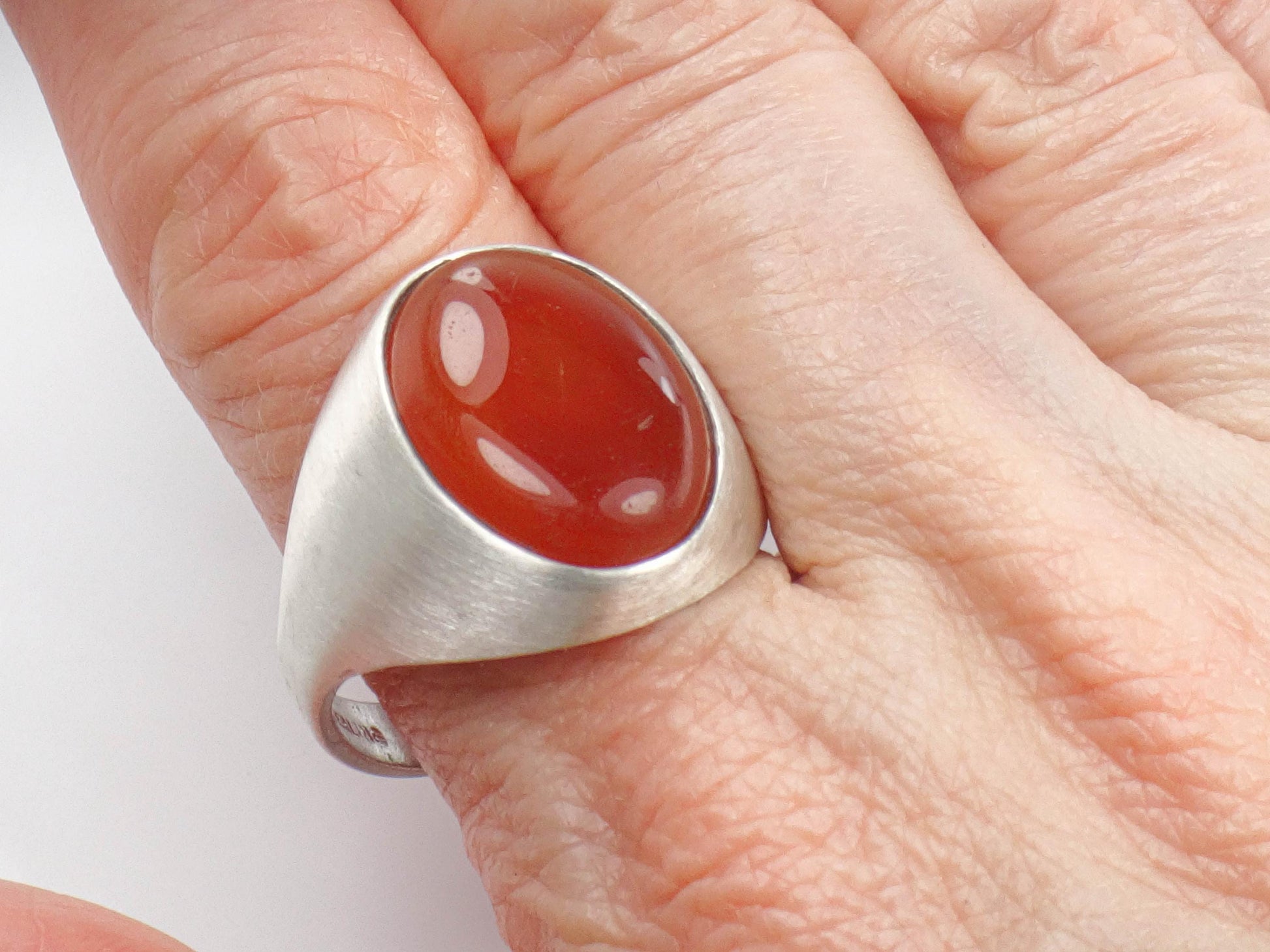 Vintage Men's Sterling Silver Carnelian Ring by Uncas (Size 10.75)
