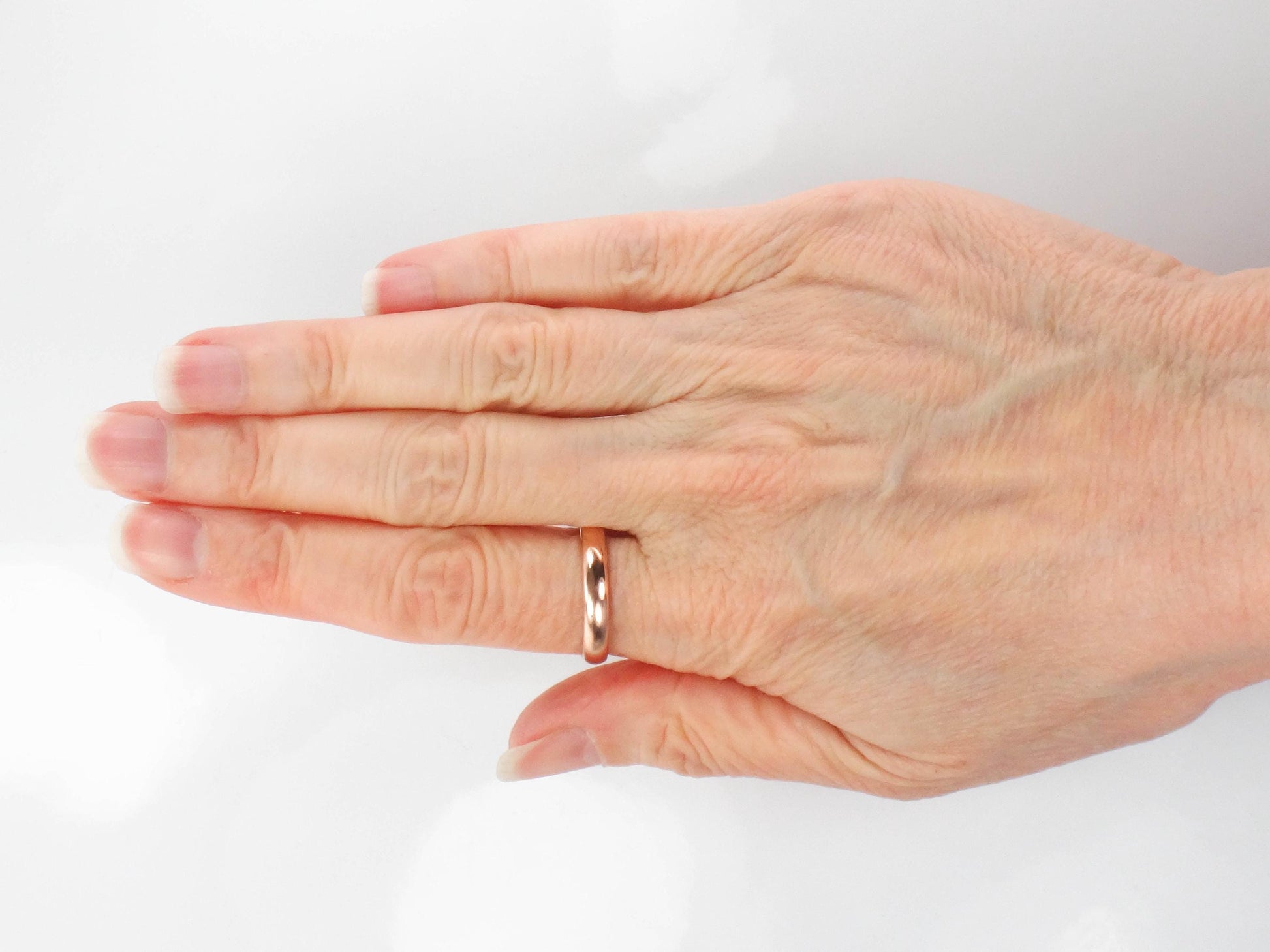 Vintage 14k Rose Gold Wedding Band - 3.5 mm, Size 8 - Unisex