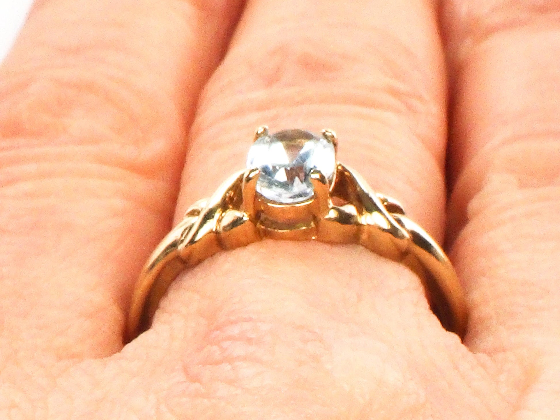 Vintage 10k Yellow Gold Blue Topaz Ring, December Birthstone Ring, Size 6.75