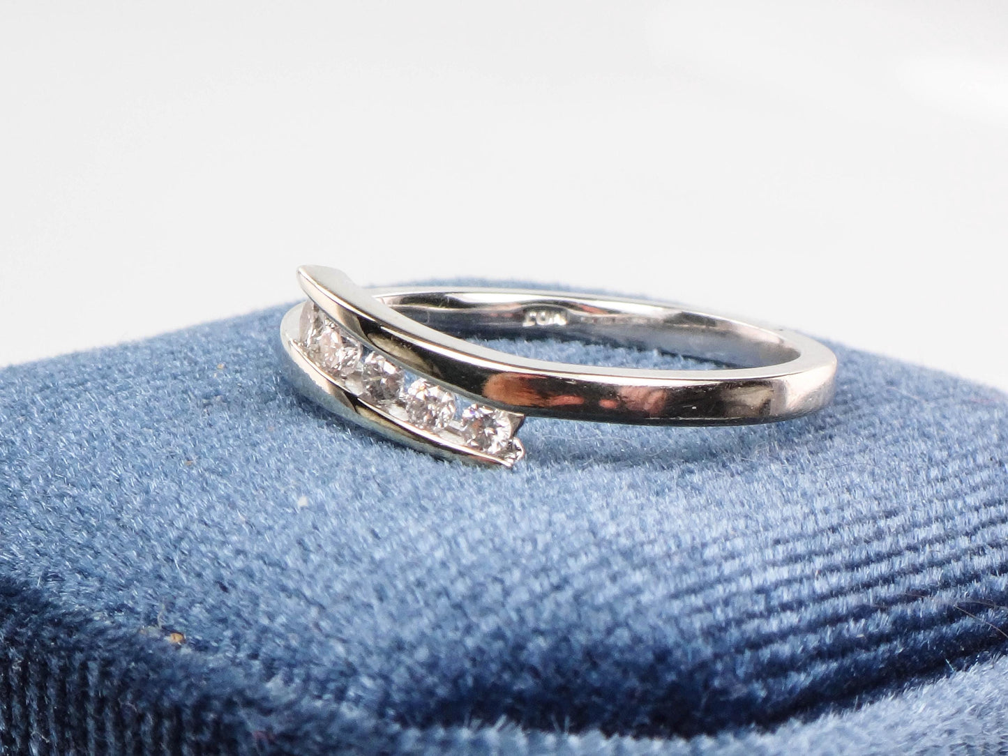 Vintage 10k White Gold Diamond Everyday Ring, Diamond Band, Size 7