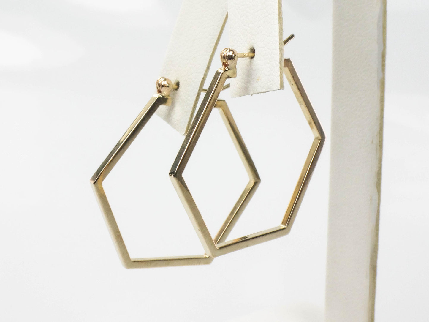 Vintage 14k Yellow Gold Octagon Hoop Earrings, 1 3/8" Gold Hoops, Birthday, Anniversary Gift