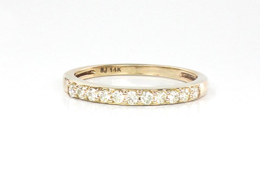 Vintage 14k Yellow Gold Round Cut Natural Diamond Wedding Band, Size 6.75