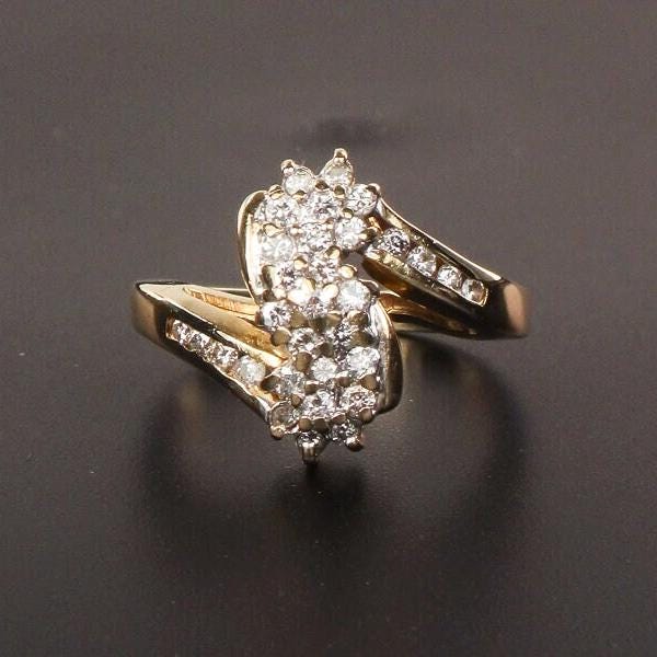 Vintage 14k Yellow Gold Natural Diamond Cluster Everyday Ring Approx .50 CTS TDW Size 6.5