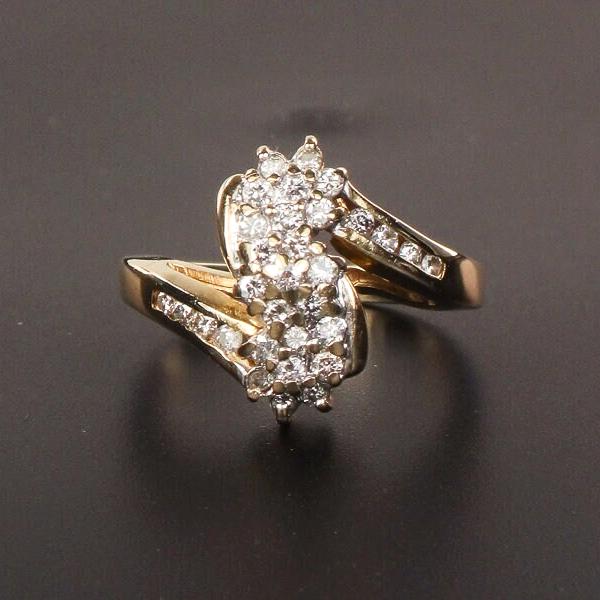 Vintage 14k Yellow Gold Diamond Cluster Ring (.50 CTS, Size 6.5)