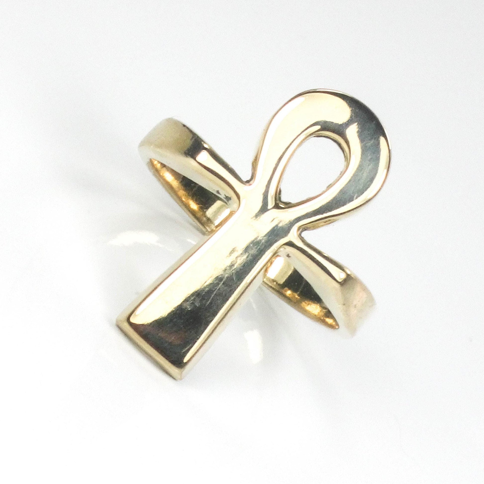 Vintage 14k Gold Ankh Ring - Egyptian Key of Life, Size 5.25