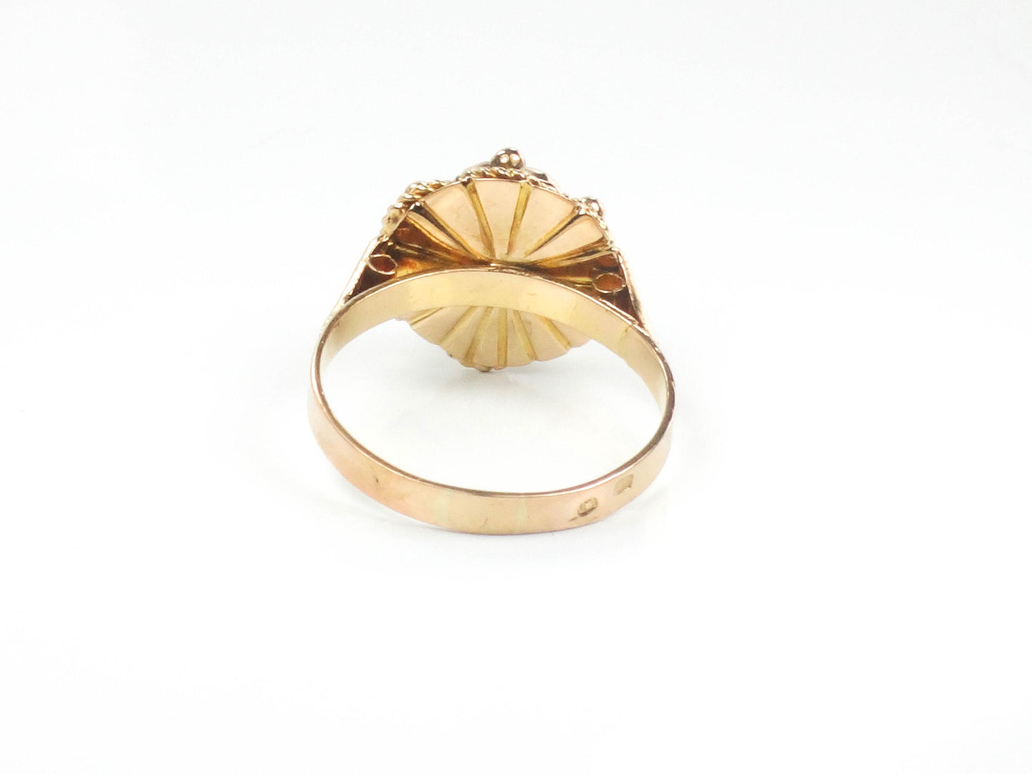 Vintage 19.2k Yellow Gold Cannetille Filigree Blue Glass Ring, Portuguese Hallmarked 800 Gold Ring, Size 6.75