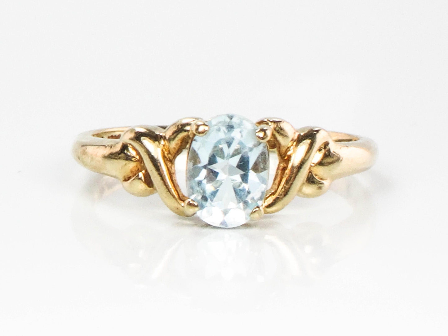 Vintage 10k Yellow Gold Blue Topaz Ring, December Birthstone Ring, Size 6.75