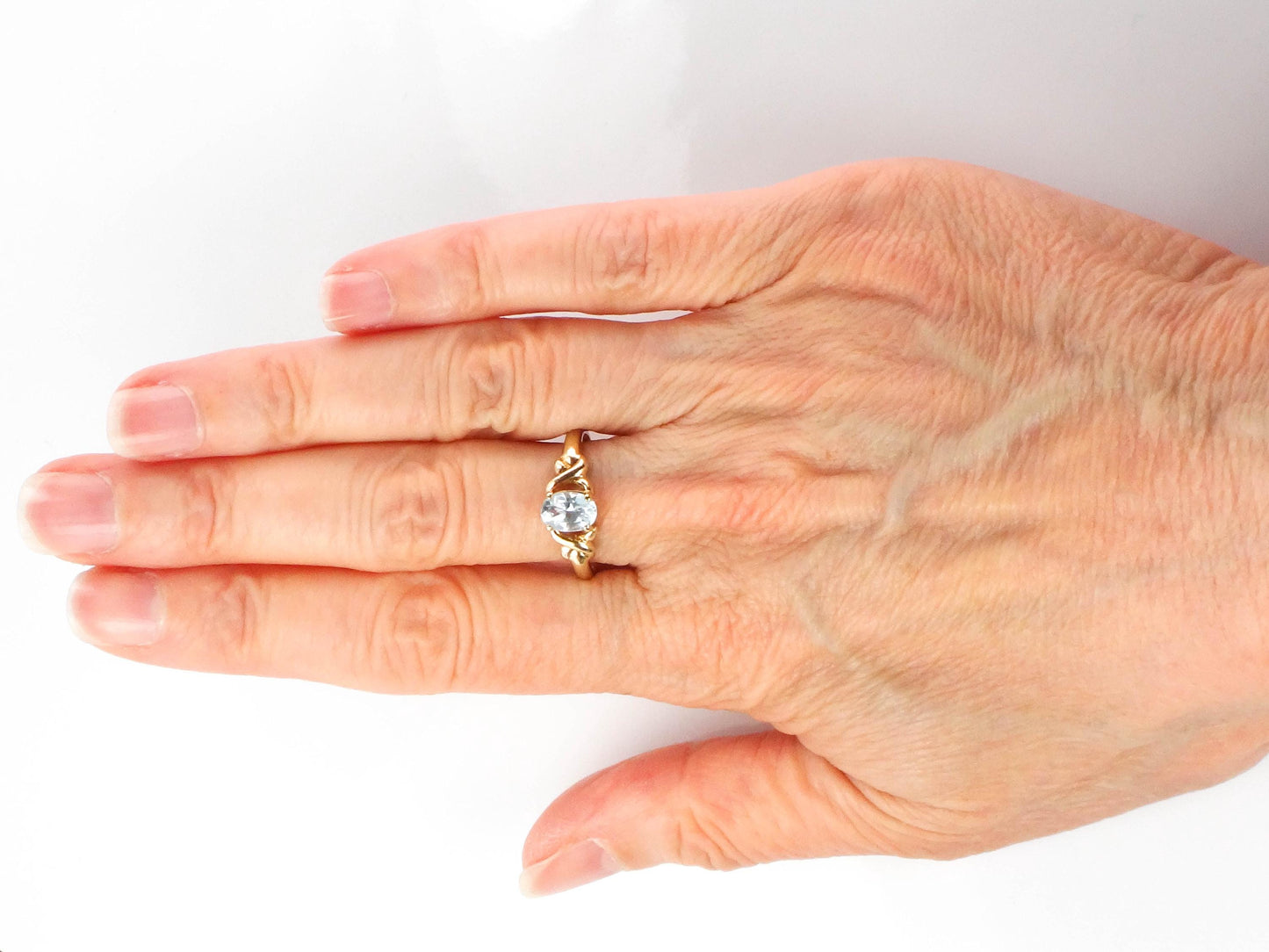 Vintage 10k Yellow Gold Blue Topaz Ring, December Birthstone Ring, Size 6.75