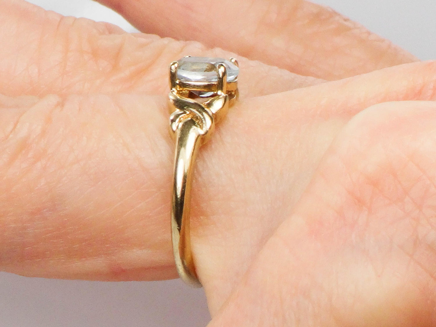 Vintage 10k Yellow Gold Blue Topaz Ring, December Birthstone Ring, Size 6.75