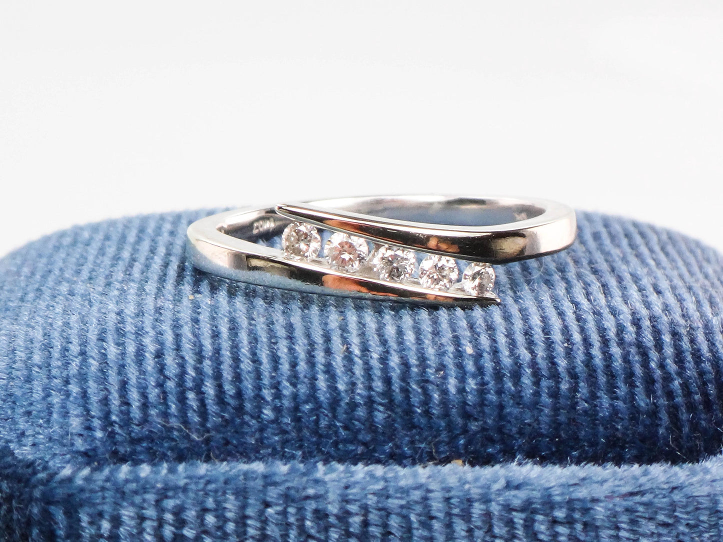 Vintage 10k White Gold Diamond Everyday Ring, Diamond Band, Size 7