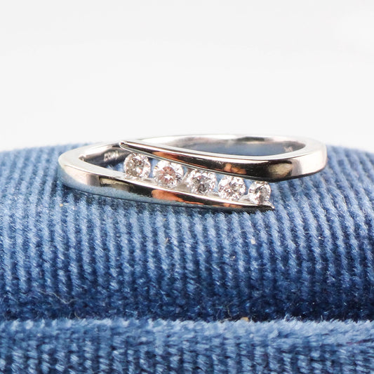 Vintage 10k White Gold Diamond Everyday Ring, Diamond Band, Size 7
