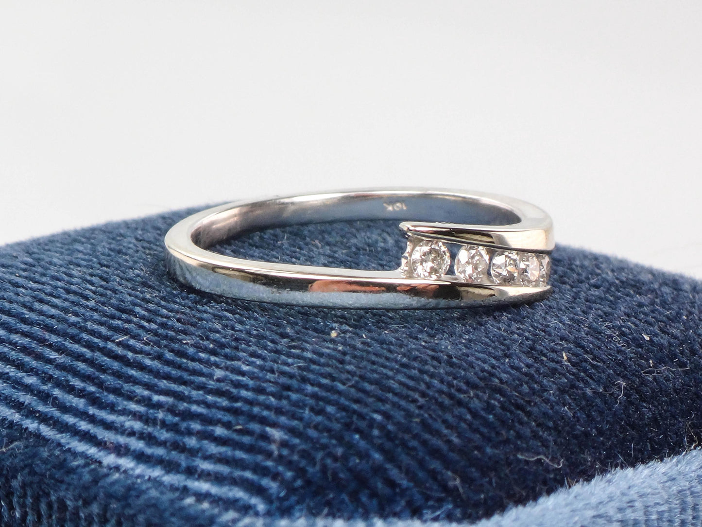 Vintage 10k White Gold Diamond Everyday Ring, Diamond Band, Size 7