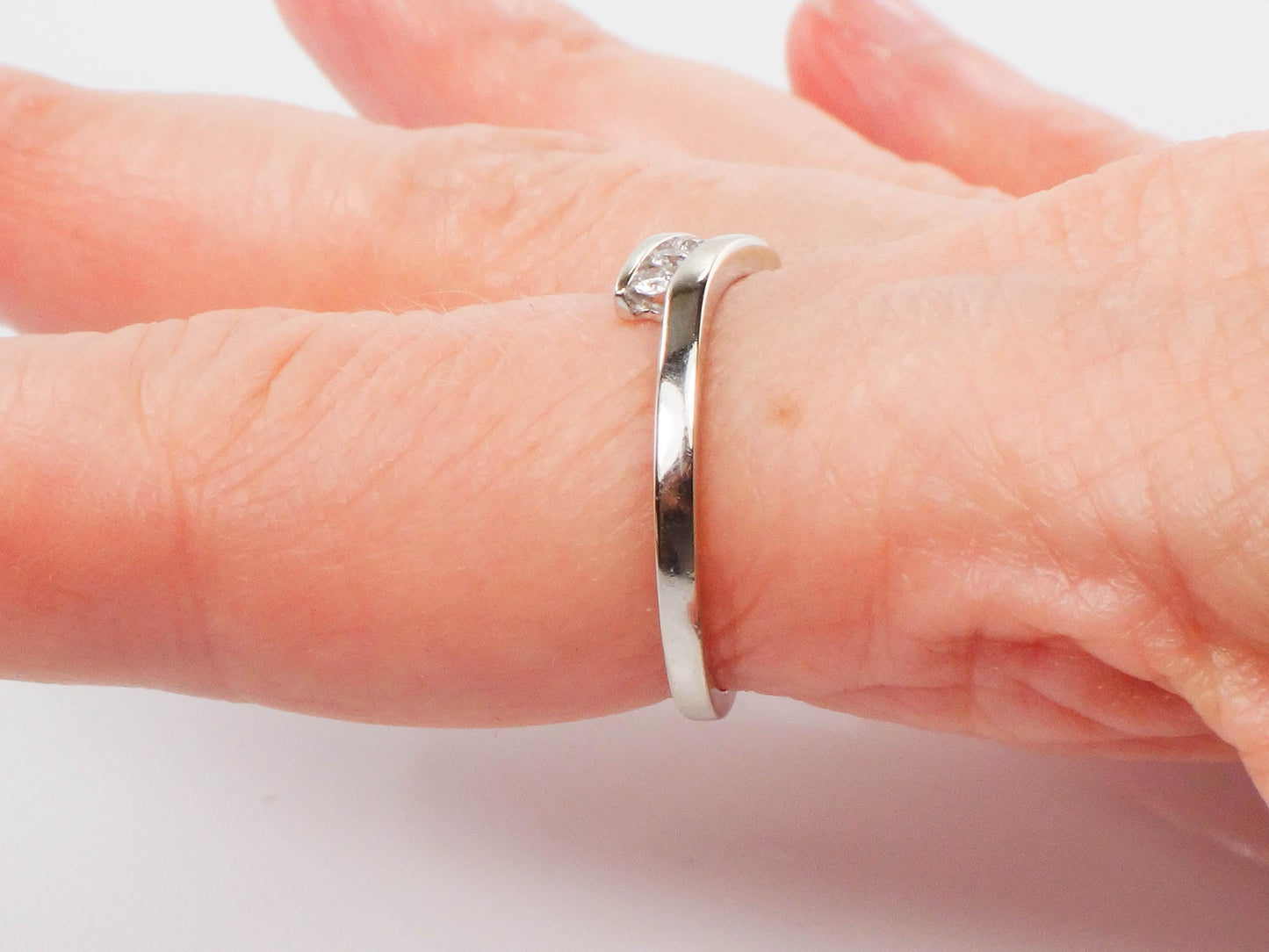 Vintage 10k White Gold Diamond Everyday Ring, Diamond Band, Size 7