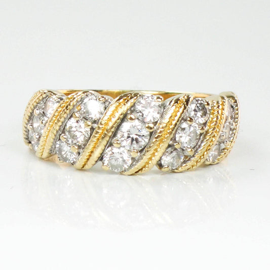 Vintage 18k Yellow Gold Diamond Wedding Band Ring, 1 Carat, Size 7.25