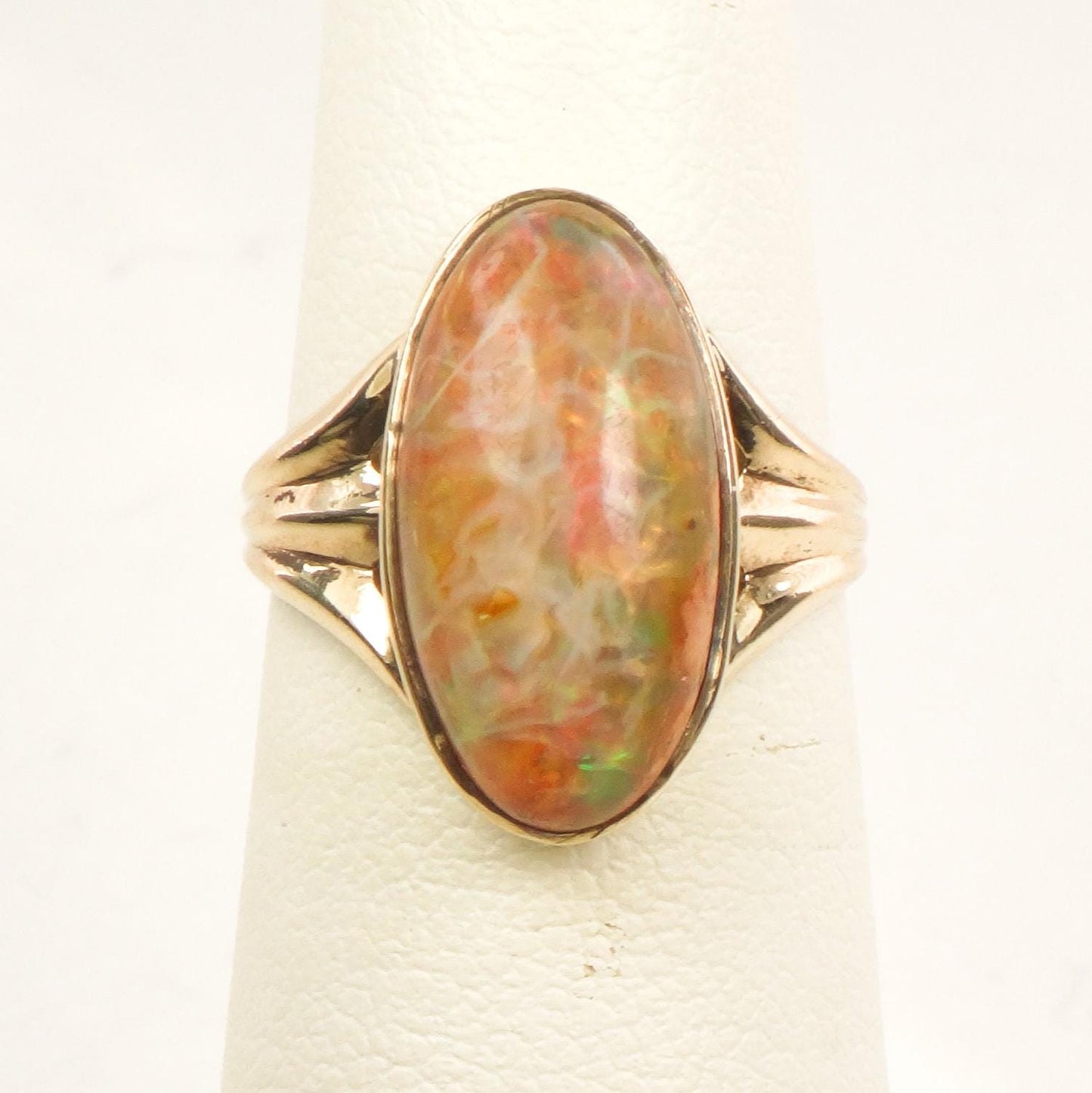 Vintage 10k Yellow Gold Natural Multi-Colored Opal Ring Size 5