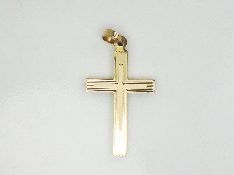 Vintage 14k Yellow Gold Cross Pendant Christian Religious Jewelry