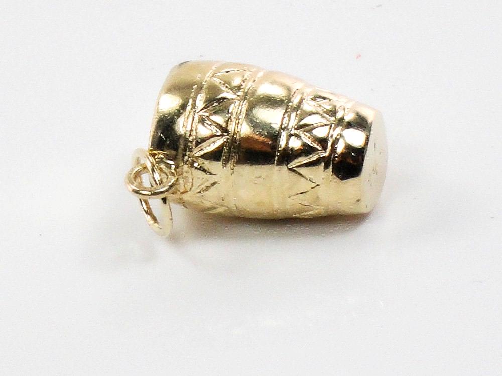 Vintage 14k Gold Bongo Drum Charm, Yellow Gold Musical Instrument Pendant