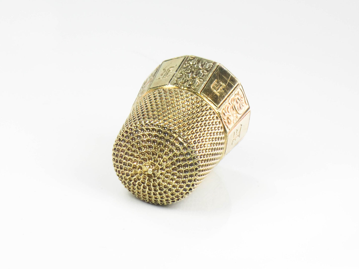 Vintage 14k Gold Thimble Simons Bros. Size 8 Sew Quilt Sewing Accessory with Monogram