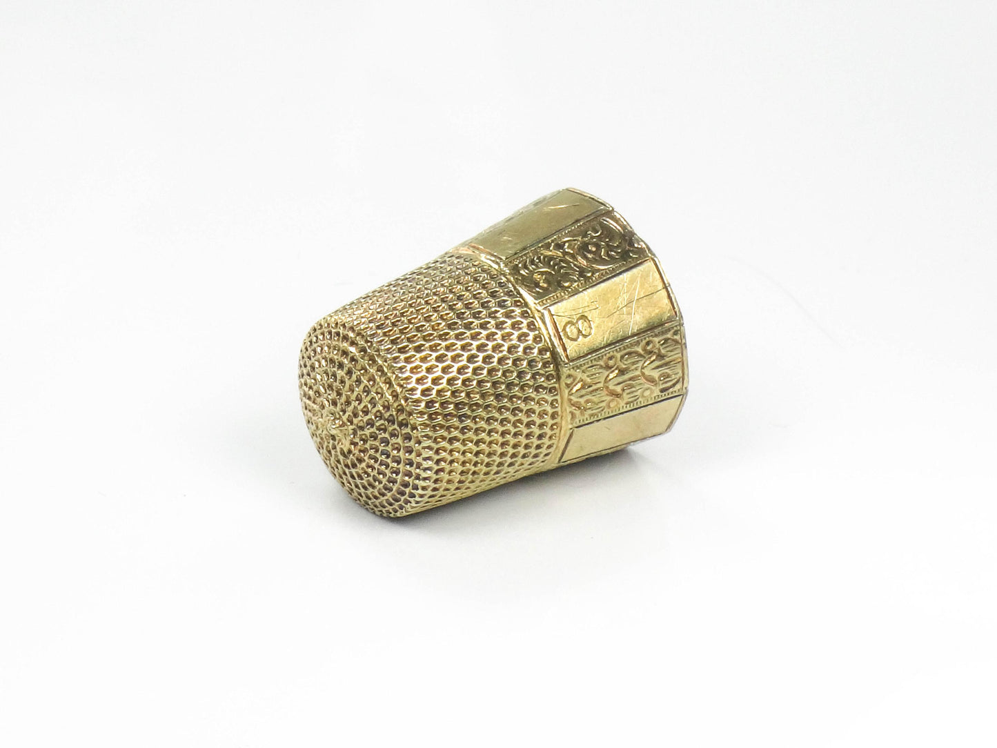 Vintage 14k Gold Thimble Simons Bros. Size 8 Sew Quilt Sewing Accessory with Monogram
