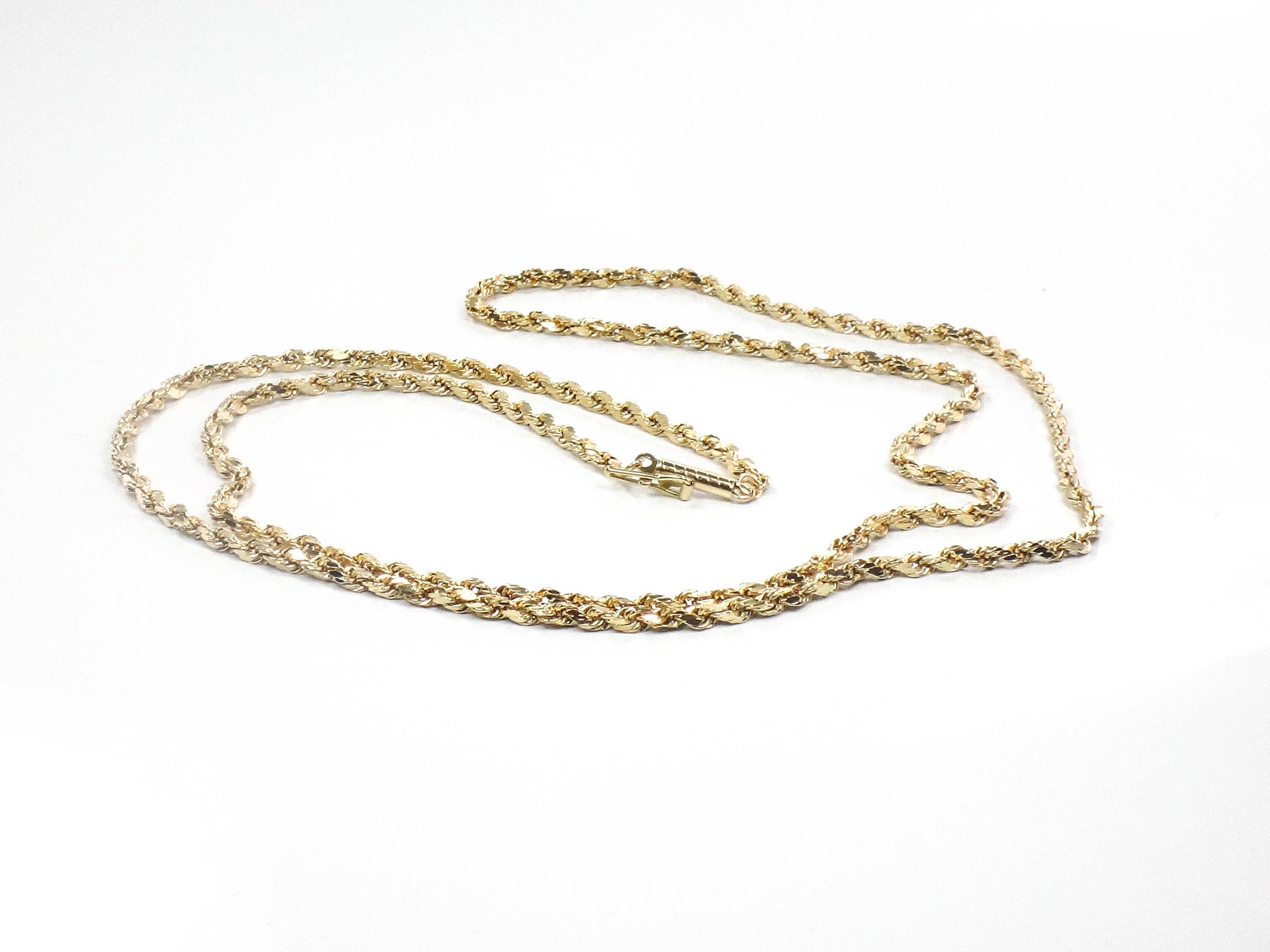 Vintage 14k Yellow Gold Diamond Cut Rope Chain 24"