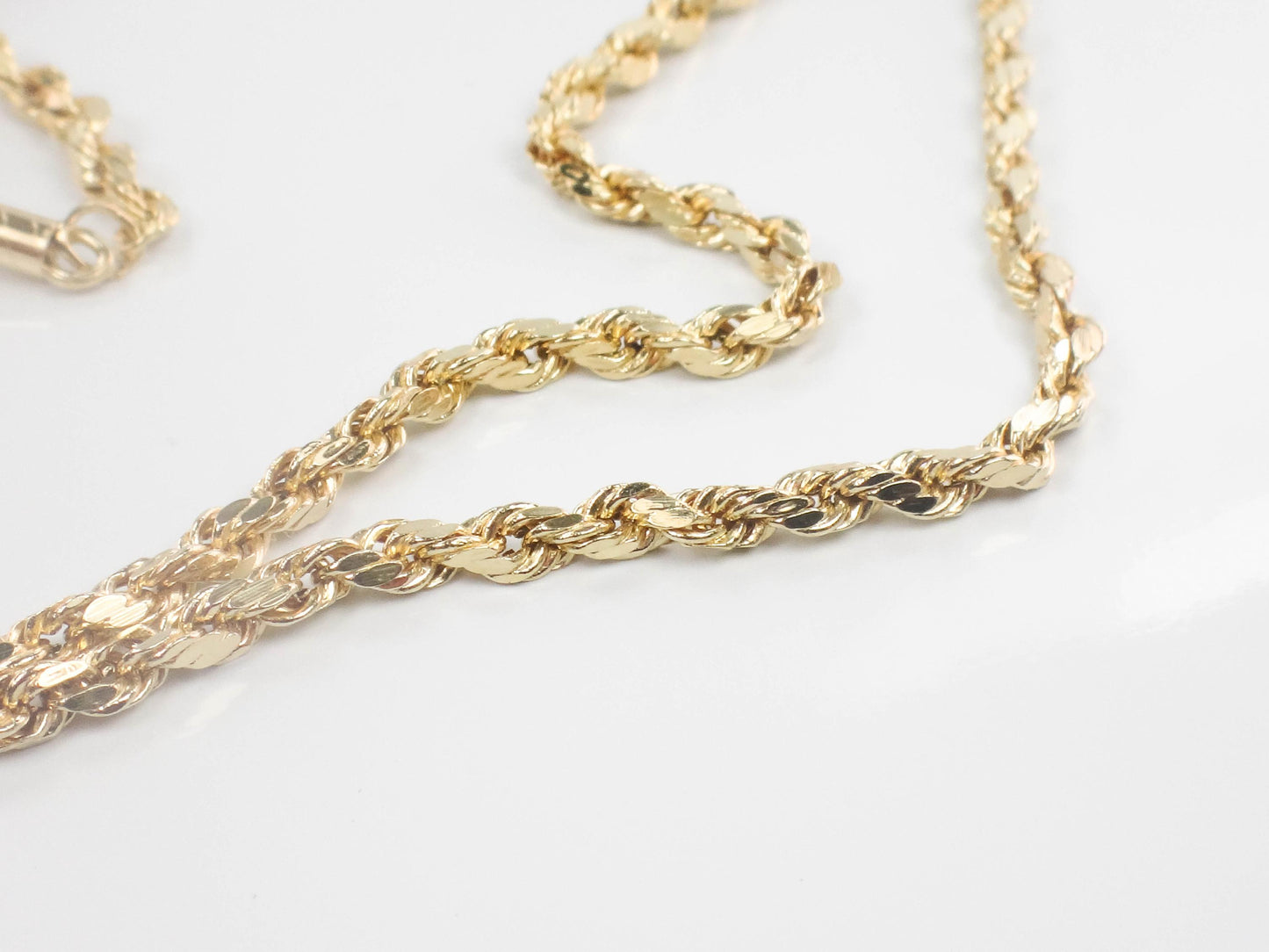 Vintage 14k Yellow Gold Diamond Cut Rope Chain 24"