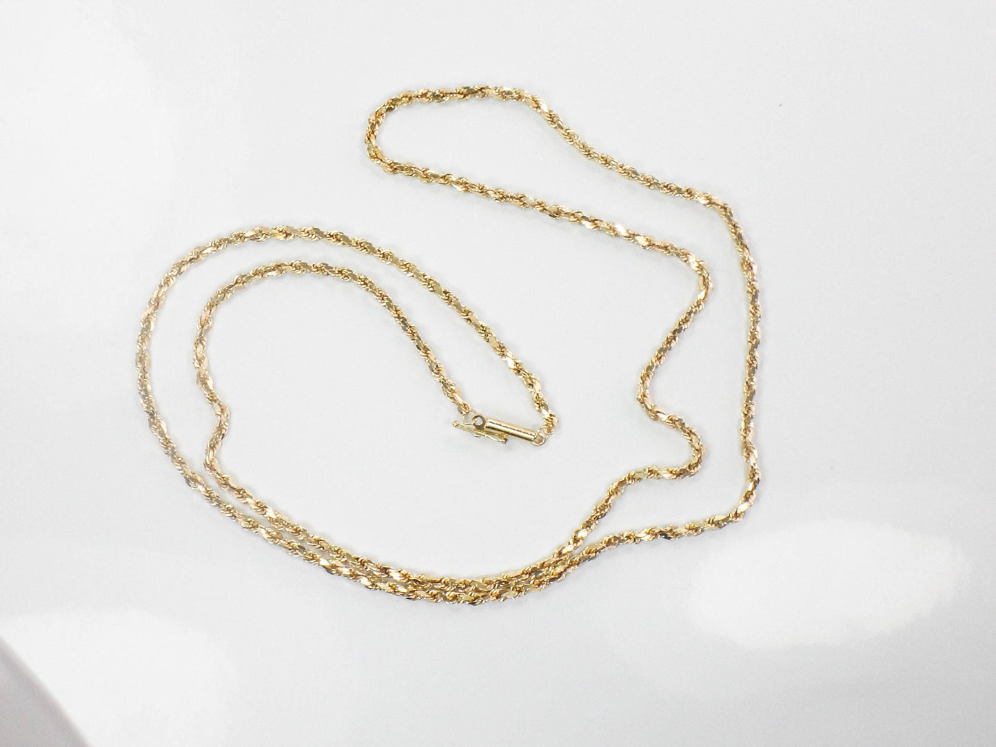 Vintage 14k Yellow Gold Diamond Cut Rope Chain 24"