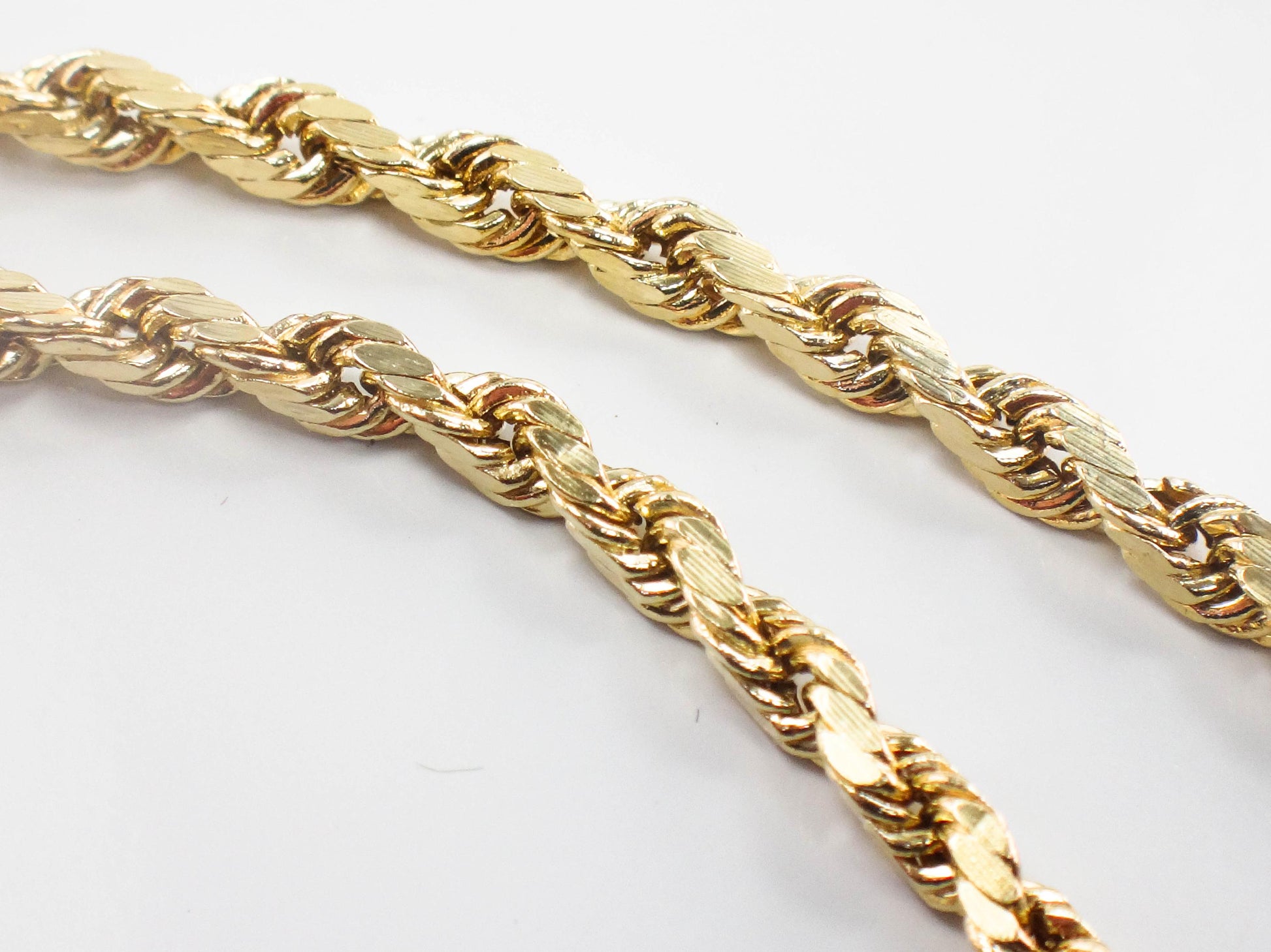 Vintage 14k Yellow Gold Diamond Cut Rope Chain 24"