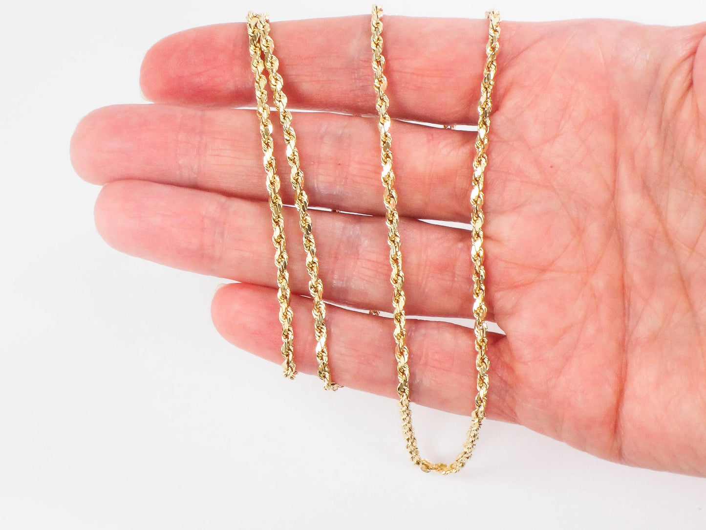 Vintage 14k Yellow Gold Diamond Cut Rope Chain 24"