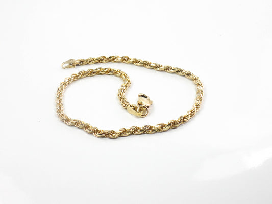 Vintage Solid 14k Yellow Gold Diamond Cut Rope Bracelet 8"