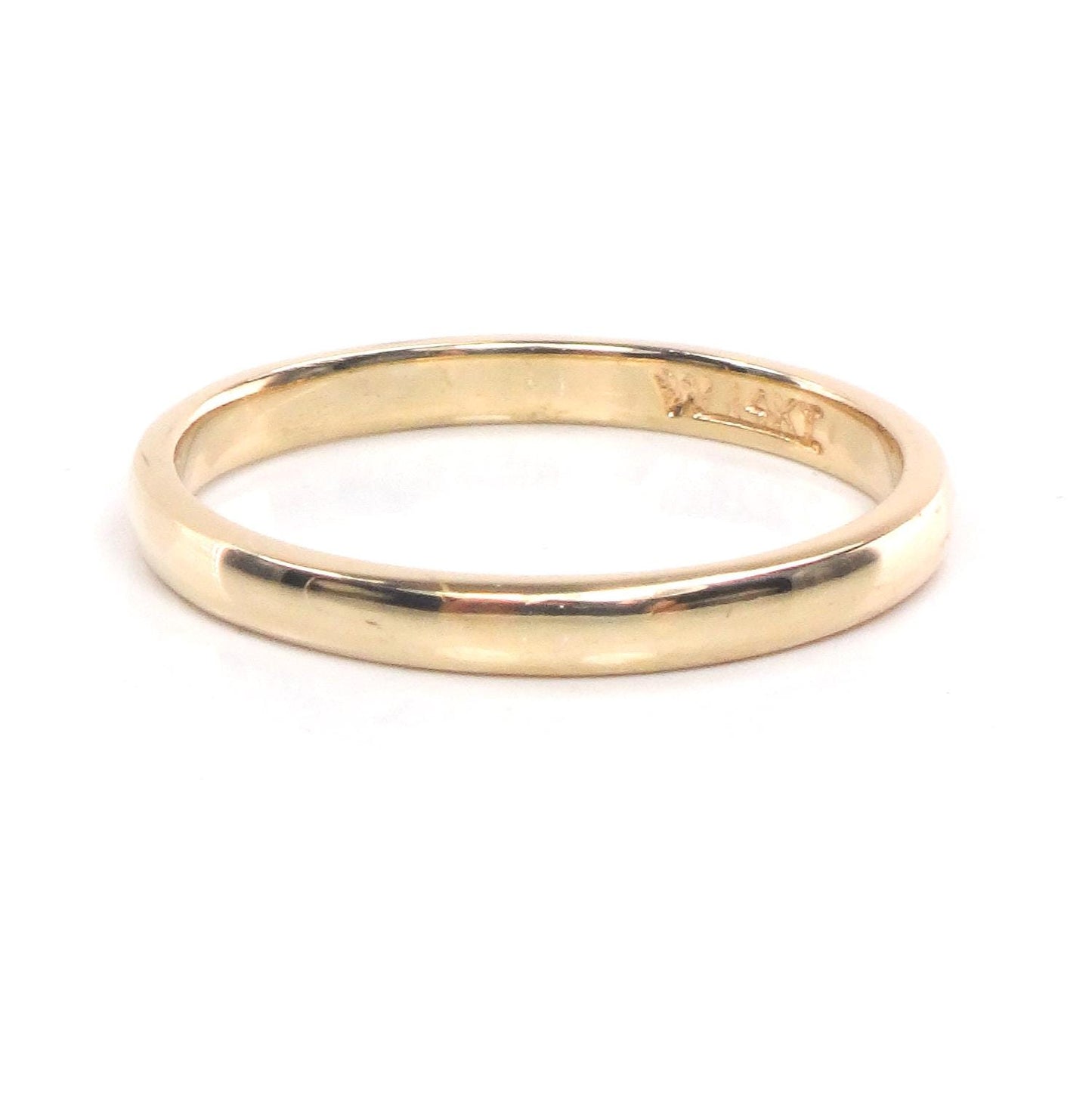 Vintage Thin 14k Yellow Solid Gold Wedding Band 2.4 MM Stacking Ring - Size 8.75