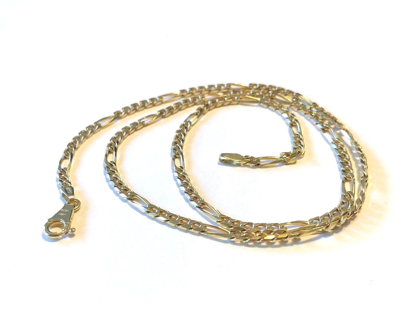 Vintage 18k Yellow Gold Solid Gold Figaro Style Link Chain 20" 3.0 mm Unisex