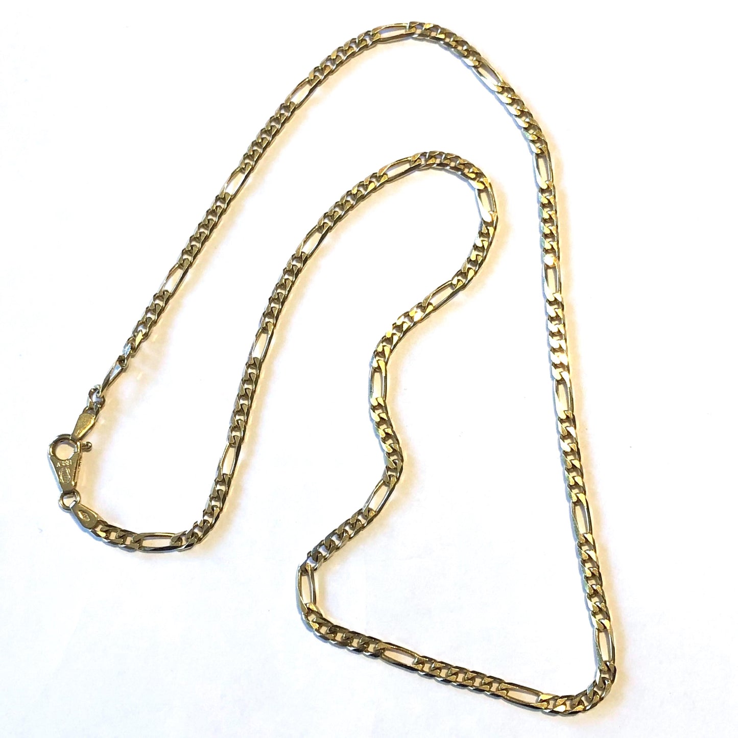 Vintage 18k Yellow Gold Solid Gold Figaro Style Link Chain 20" 3.0 mm Unisex