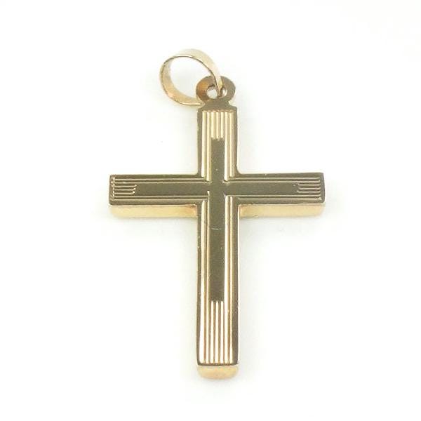 Vintage 14k Yellow Gold Cross Pendant Christian Religious Jewelry