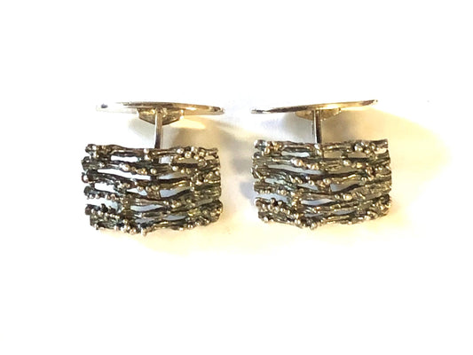 Vintage Hermann Siersbol Sterling Silver Brutalist Gate Style Cufflinks, Men's Accessory, Danish Silver