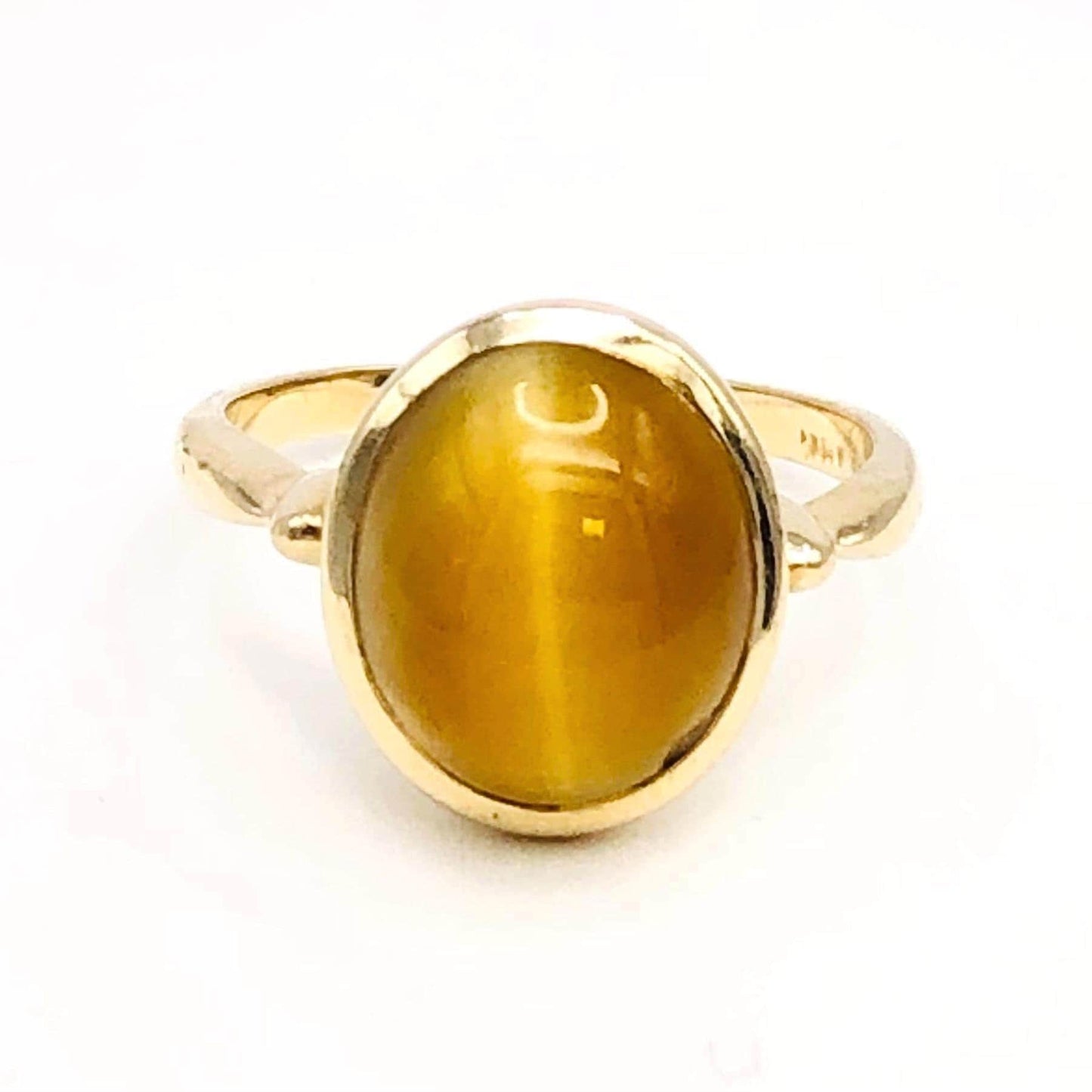 Vintage 14k Yellow Gold Tiger Eye Ring - Size 6