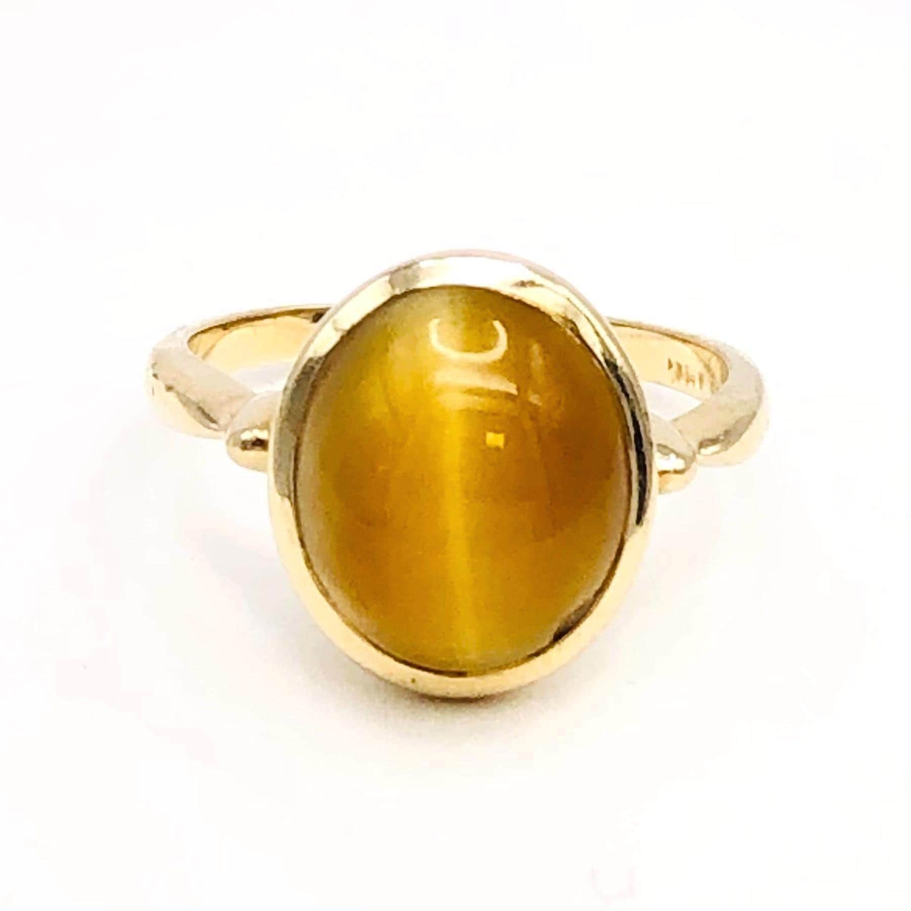 Vintage 14k Yellow Gold Tiger Eye Ring - Size 6