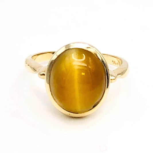 Vintage 14k Yellow Gold Tiger Eye Ring - Size 6