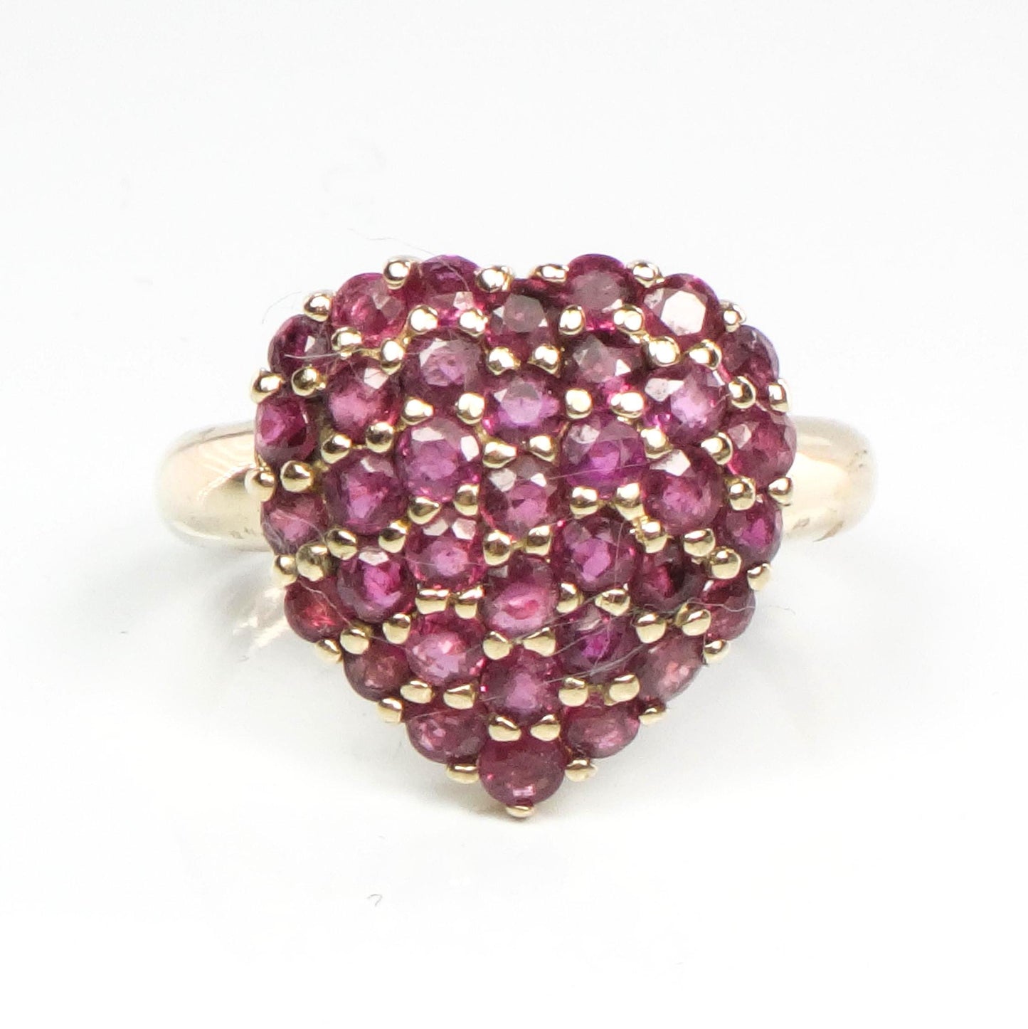 Ruby Heart Cluster Ring - Vintage 14k Yellow Gold Natural Red Gemstones - Size 6 - Circa 1960's Fine Jewelry
