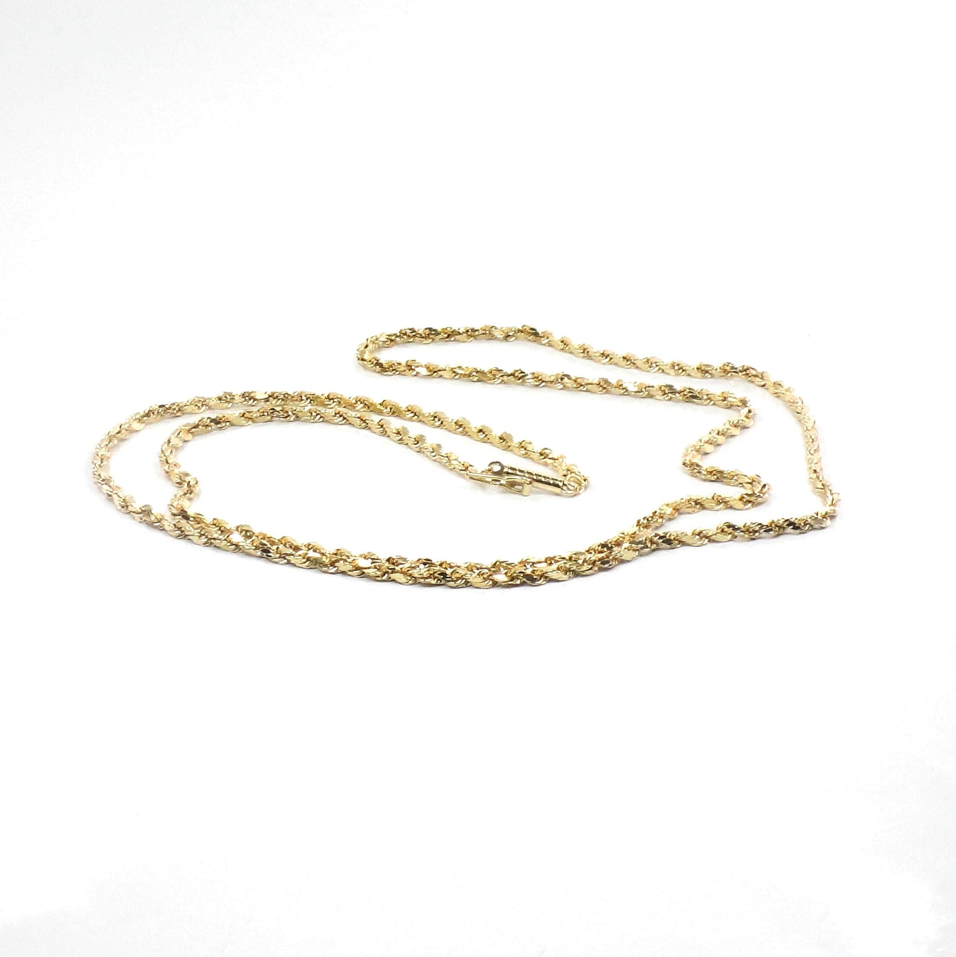 Vintage 14k Yellow Gold Diamond Cut Rope Chain 24"