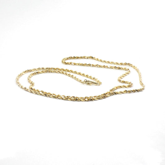 Vintage 14k Yellow Gold Diamond Cut Rope Chain 24"