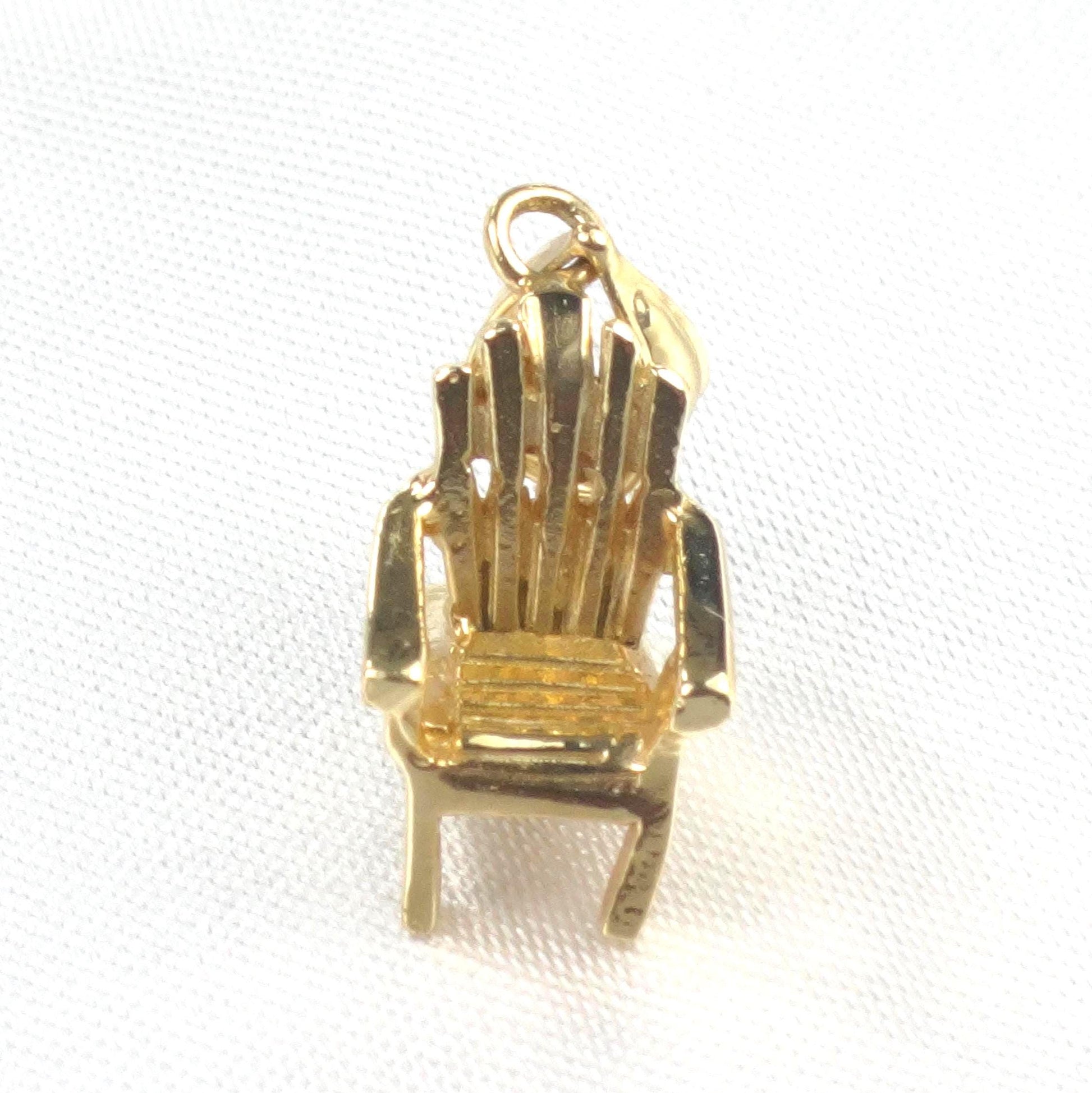 Vintage Solid 14k Yellow Gold Adirondack Chair Charm - 3-D Beach Chair Pendant