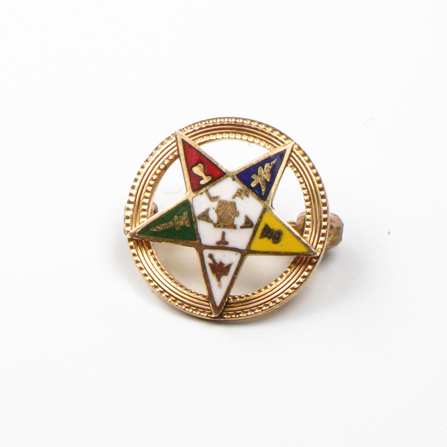 Vintage 10k Gold Eastern Star Pin: Enamel Masonic Fraternal Order, Circa 1930s