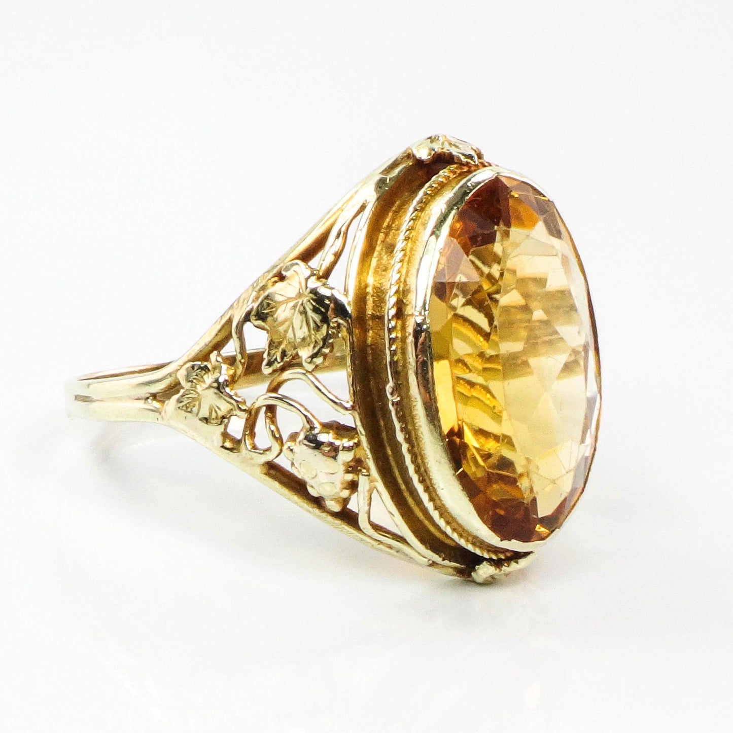 Art Deco 14k Gold Citrine Ring